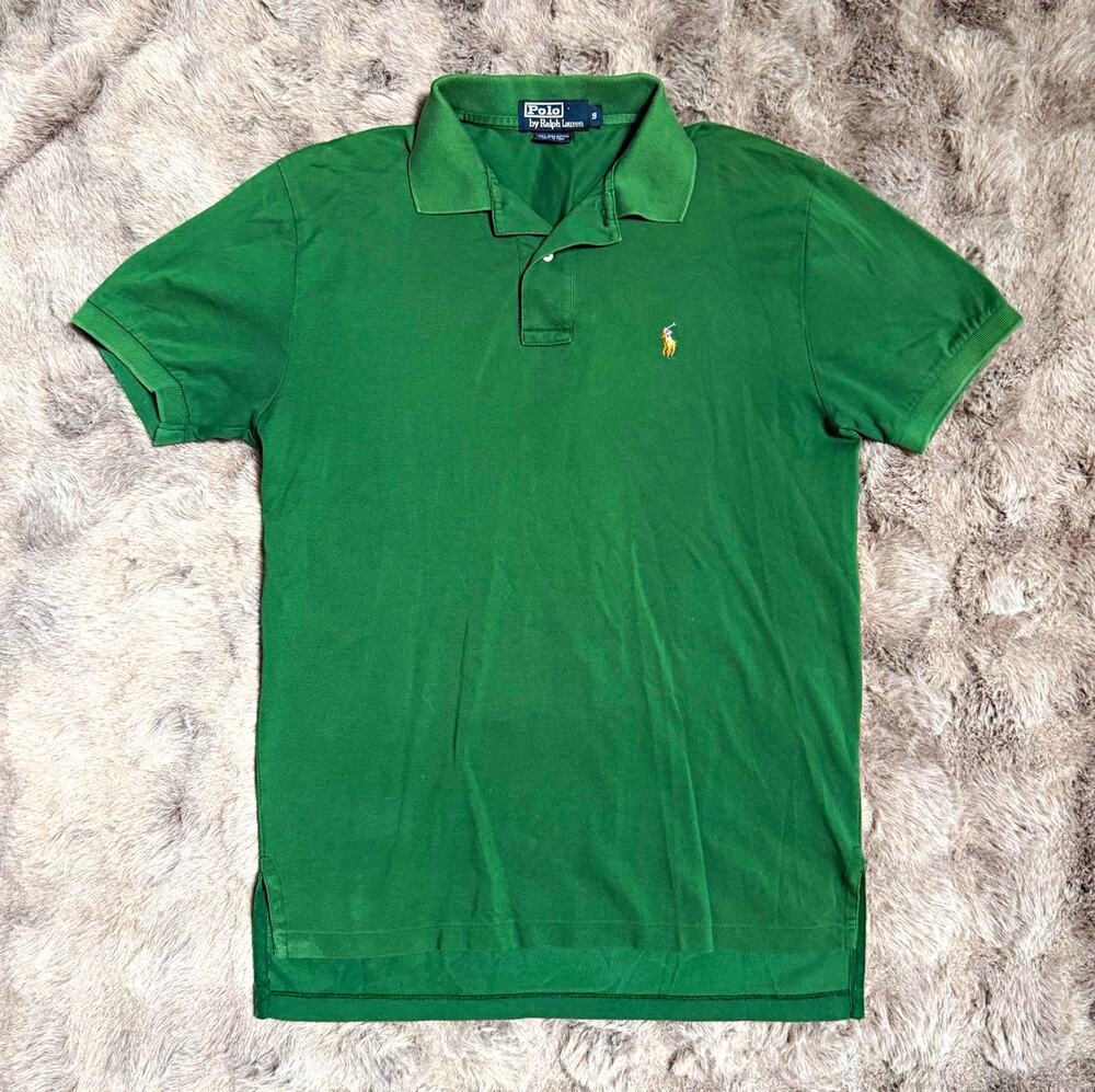 Polo Ralph Lauren Men's Green Solid Short Sleeve Embroidered Logo Polo Shirt S